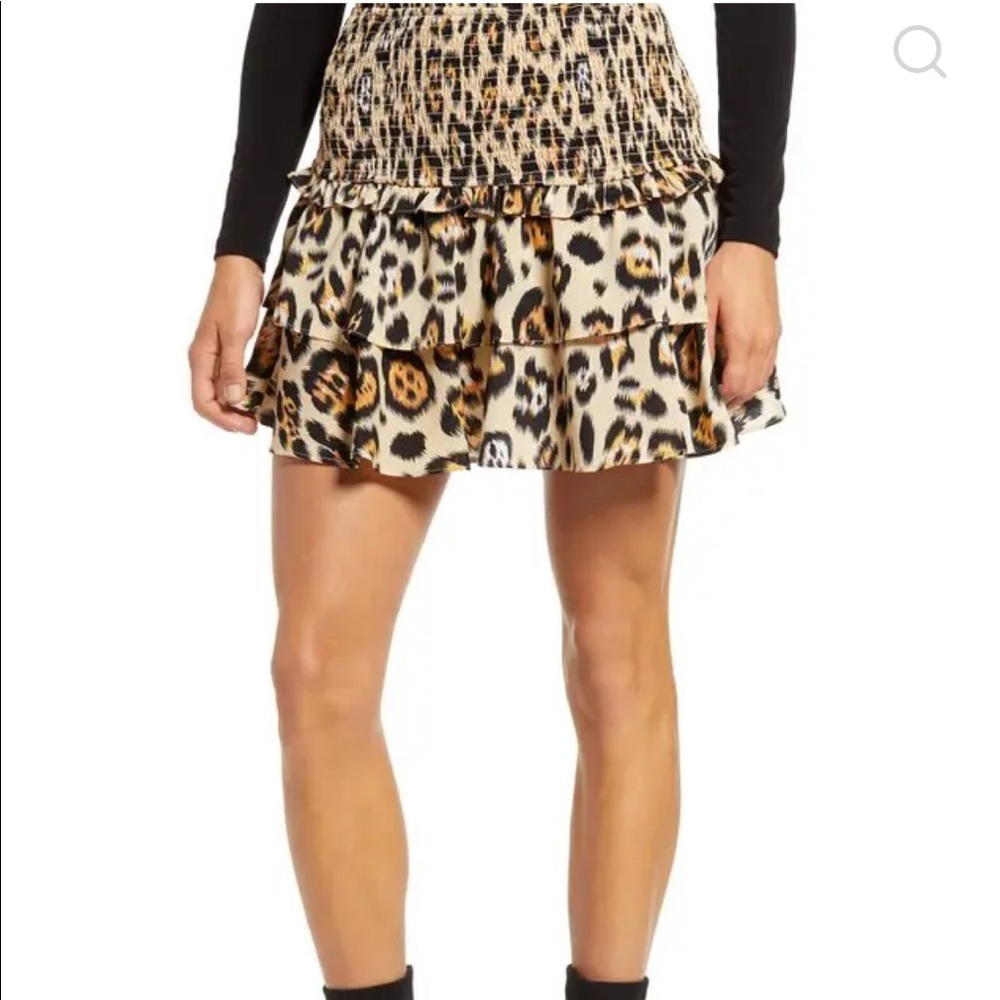 English Factory Animal print smocked skirt